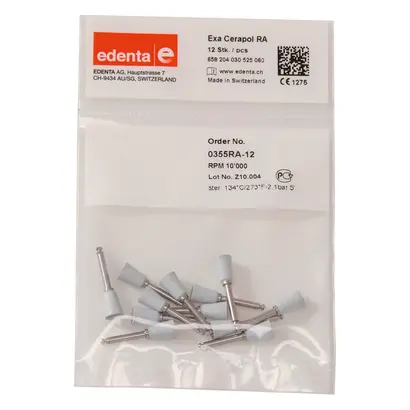 Edenta Exa CeraPol - Packung 12 Stück grau, RA, Figur 030, 10 mm, ISO 060