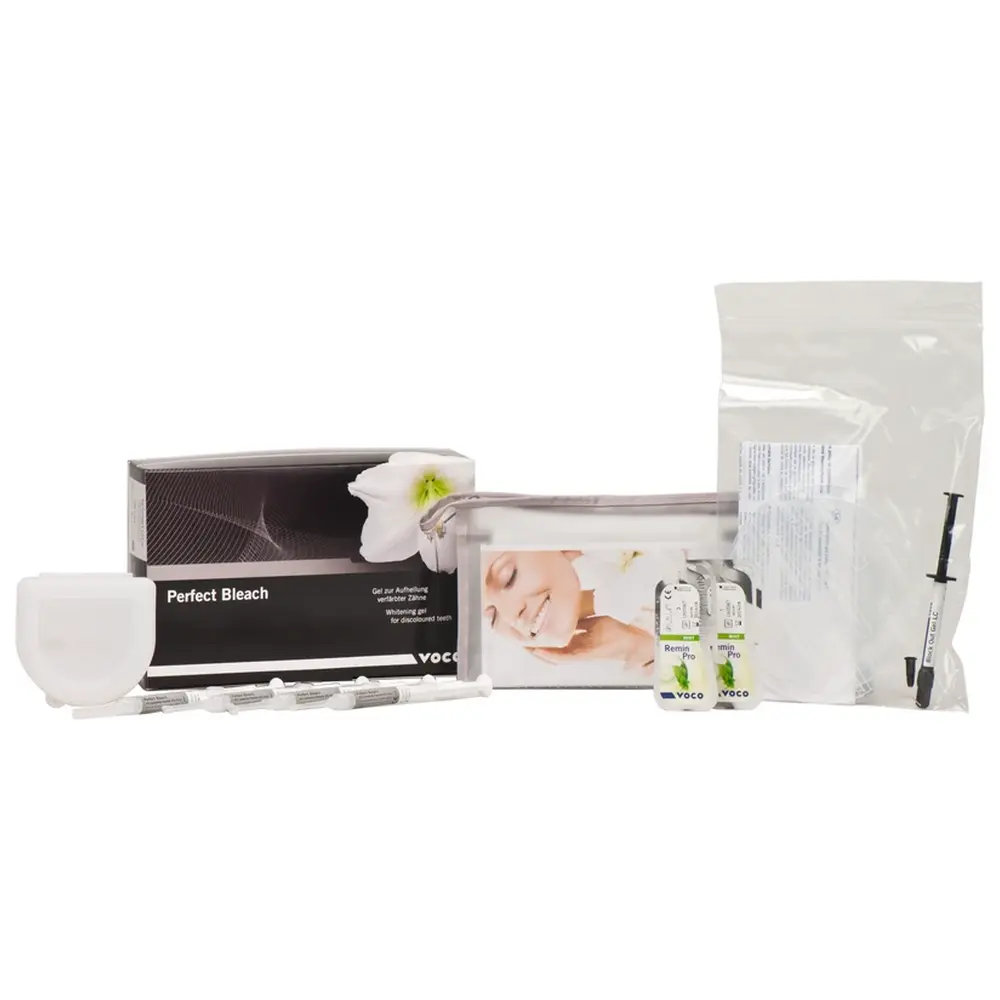 VOCO Perfect Bleach 16% - Set 4 x 2,4 ml Spritze 16 % Bleaching Gel, Zubehör