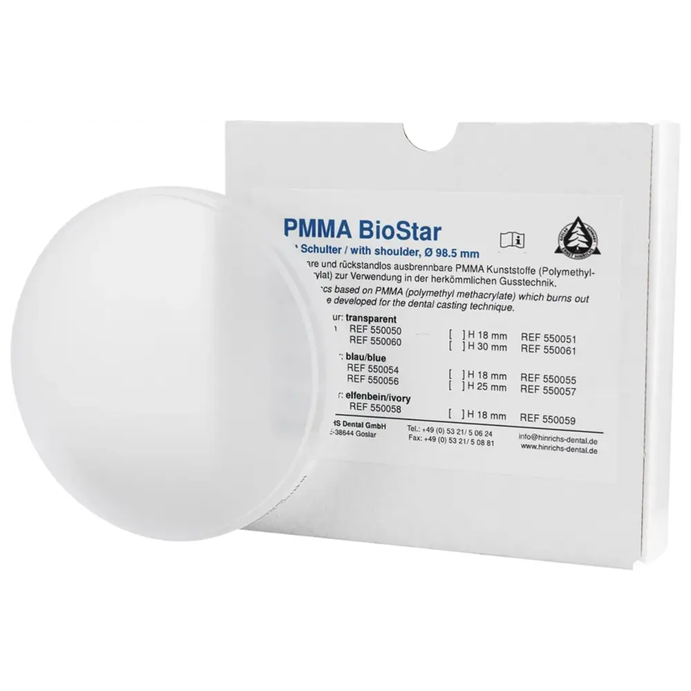ERNST HINRICHS PMMA BioStar - Stück Ø 98,5 mm, H 14 mm, transparent