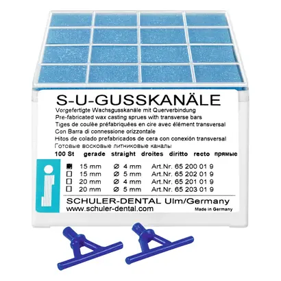SCHULER-DENTAL S-U-Gusskanäle - Packung 100 Stück gerade, 15 mm, Ø 4 mm