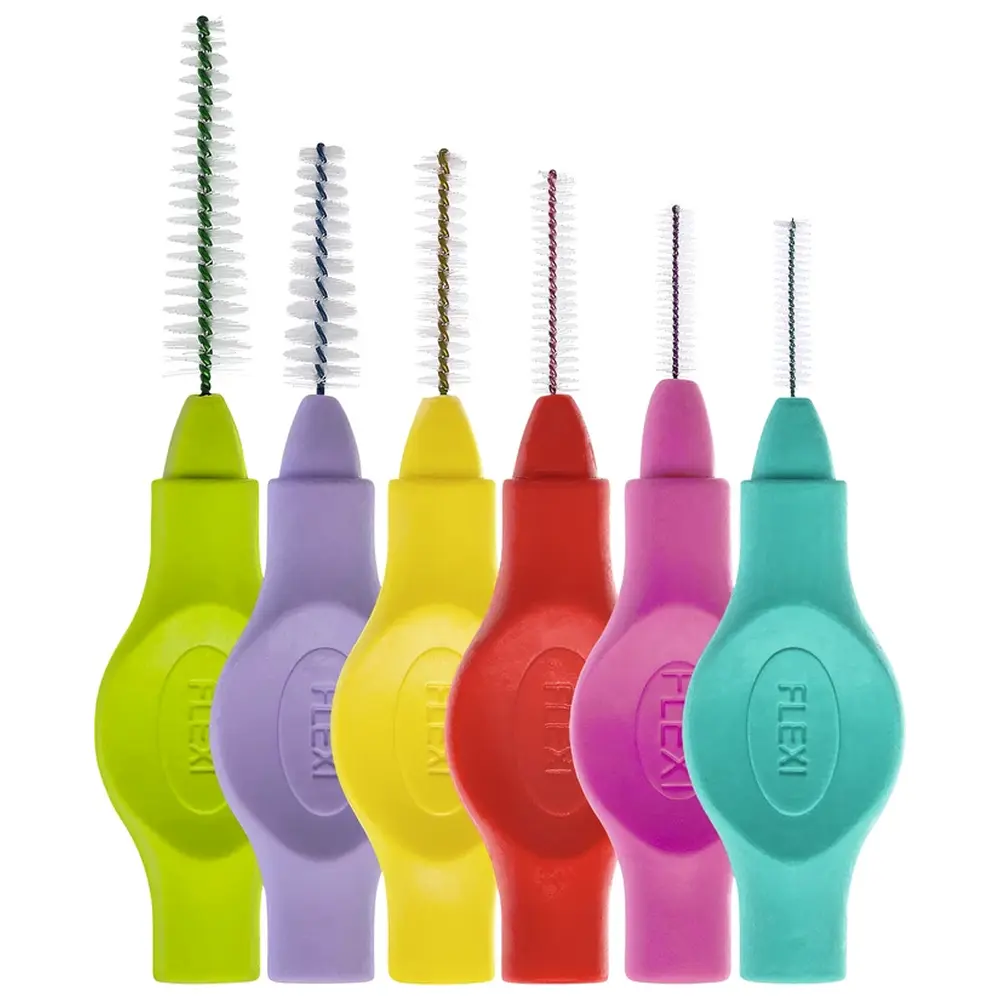 Tandex FLEXI® Interdentalbürsten PHD - Start Kit 6 Stück (turquoise, coral, tangerine, ruby, aqua, lilac) PHD 0.6 - 1.4, ISO 0-4