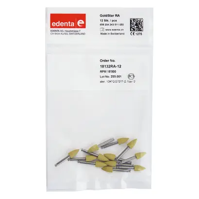 Edenta Goldstar - Packung 12 Stück gelb, RA, Figur 243, 10 mm, ISO 050