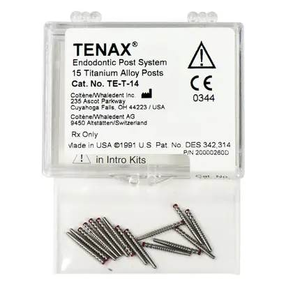 COLTENE TENAX® Titanstifte - Packung 15 Stück Ø 1,4 mm rot