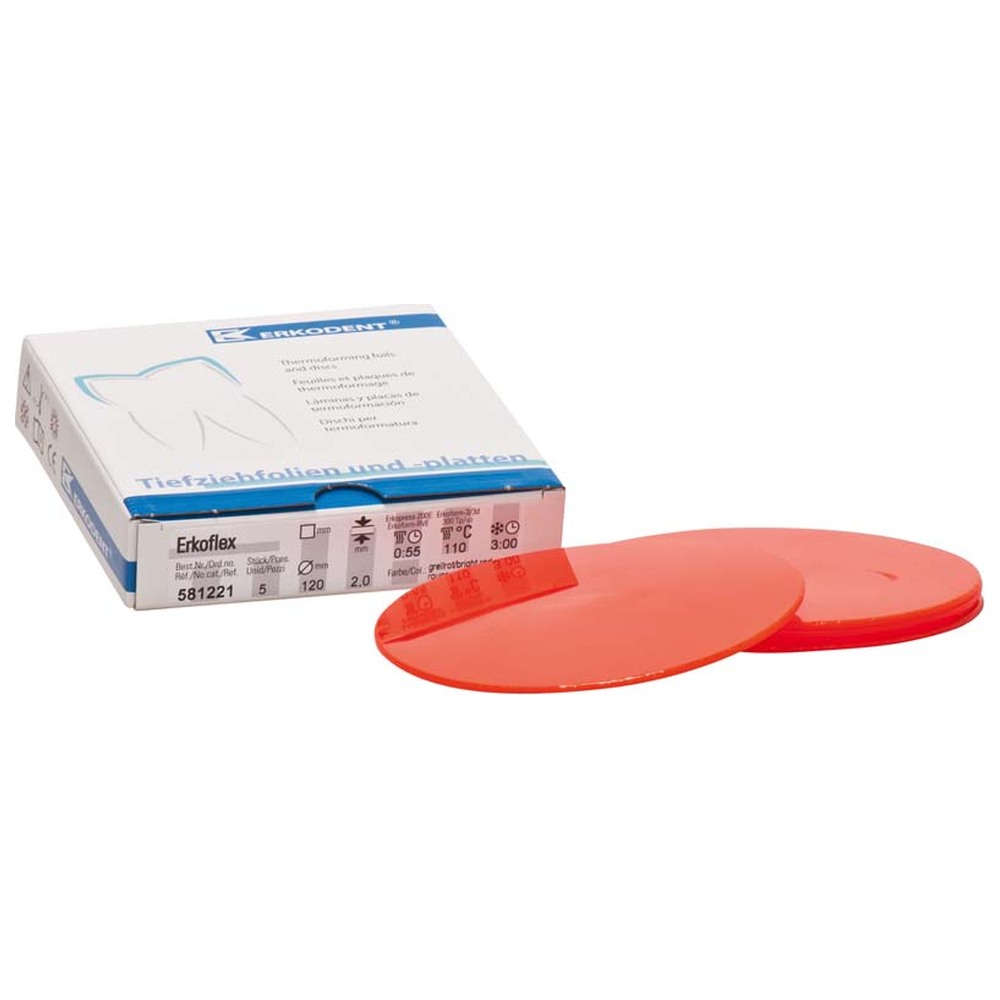 ERKODENT Erkoflex-color - Packung 5 Stück Ø 120 mm, Stärke 2 mm, grellrot