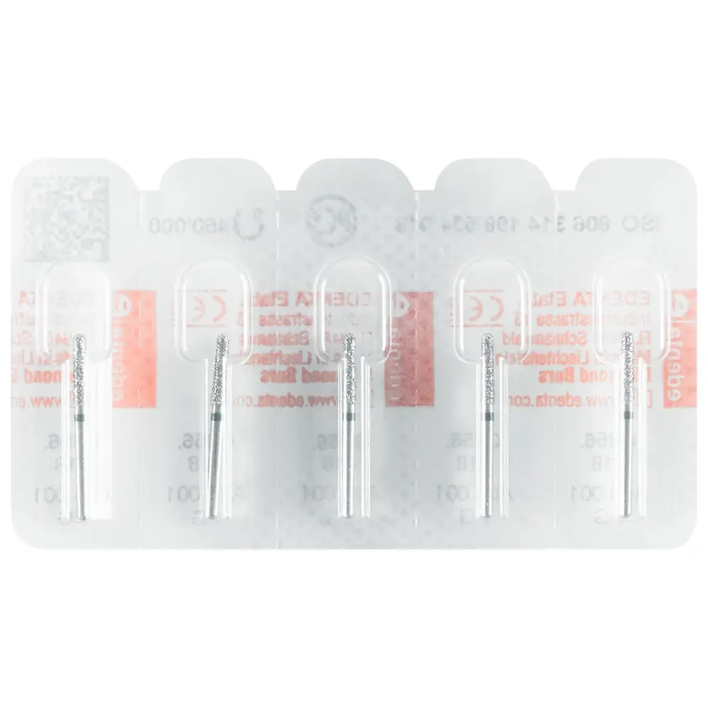 Edenta Diamanten 856 - Packung 5 Stück grün grob, FG, Figur 198 Konus rund, 8 mm, ISO 018