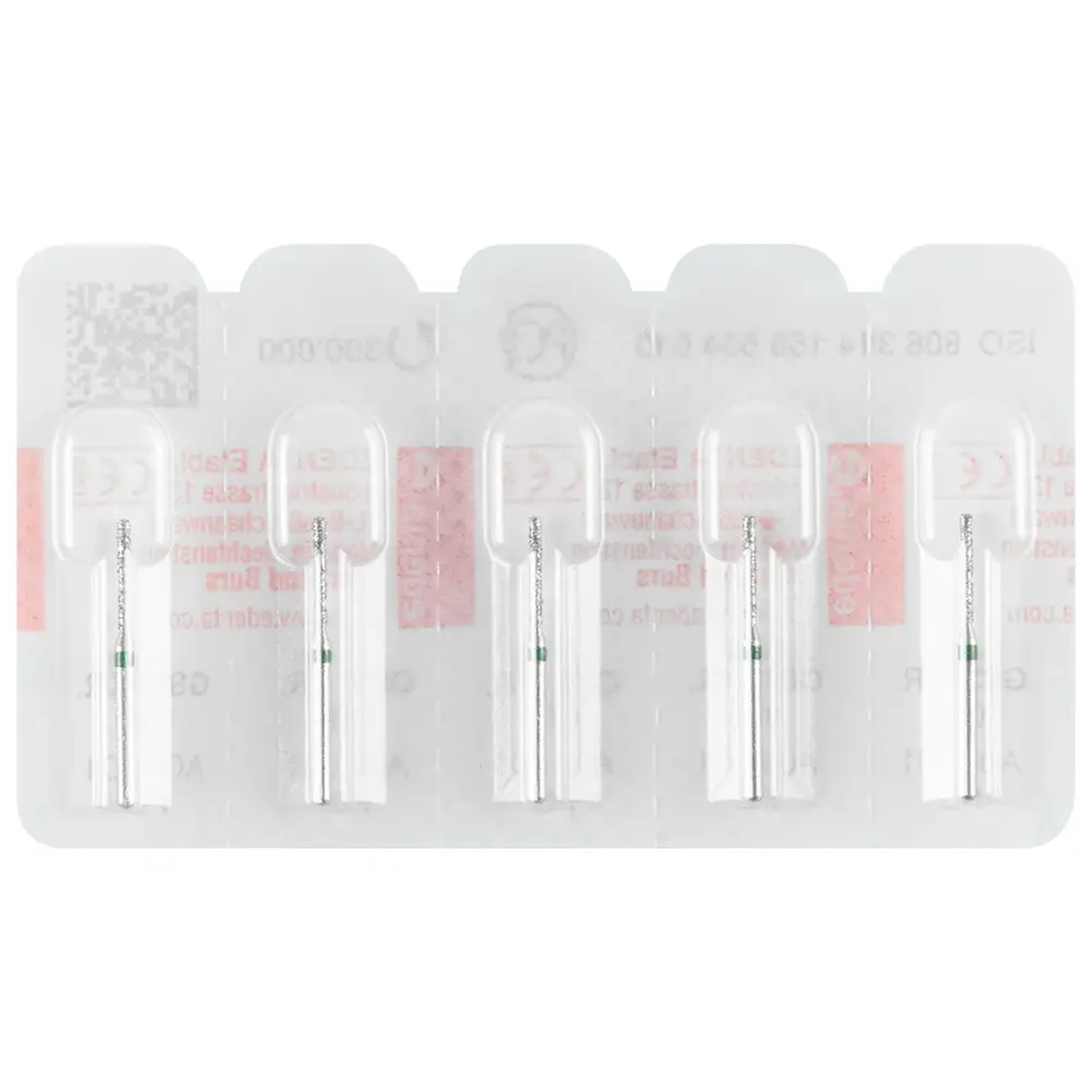 Edenta Diamanten 837KR - Packung 5 Stück grün grob, FG, Figur 158 Zylinder Kante rund, 8 mm, ISO 010