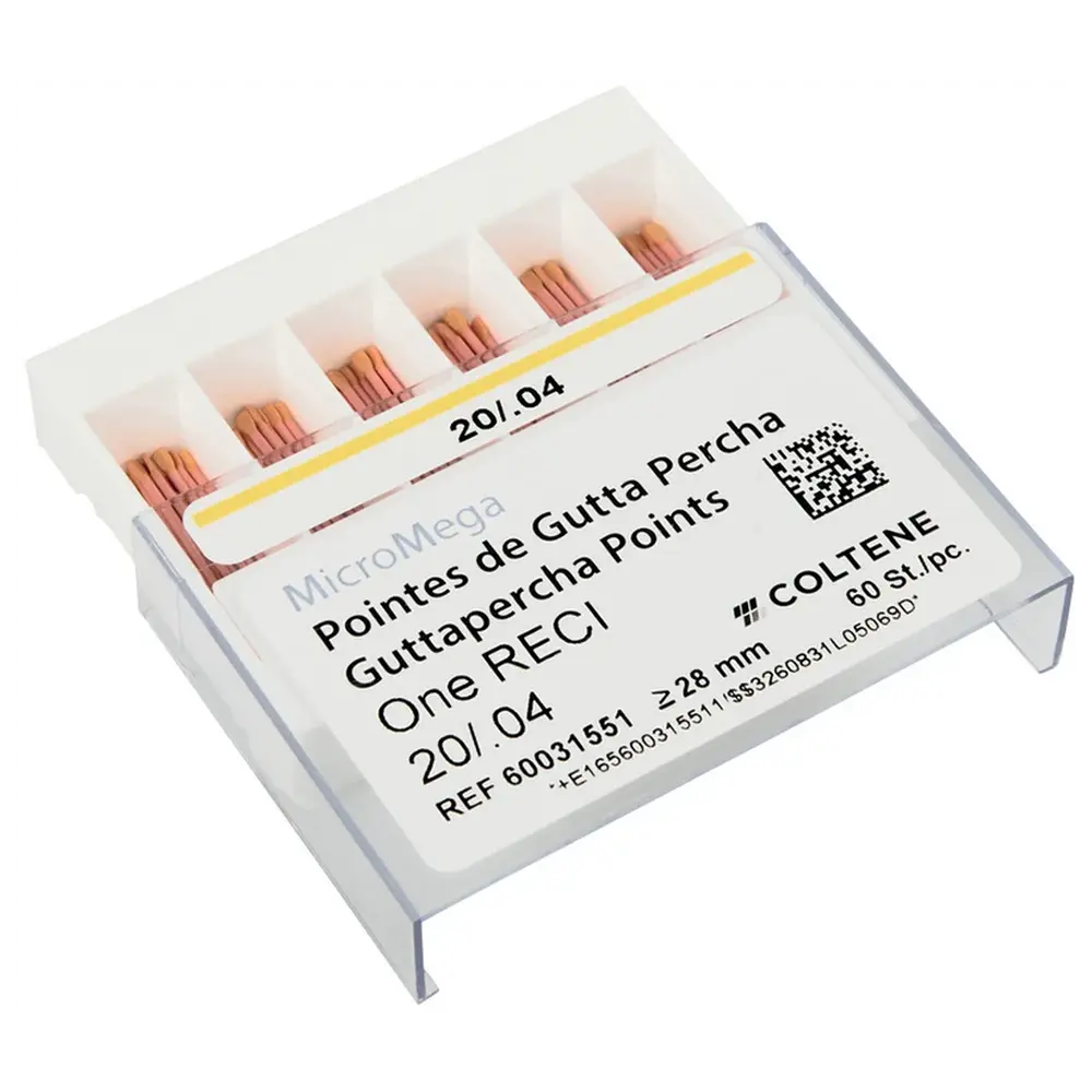 COLTENE One RECI™ Guttapercha-Spitzen - Packung 60 Stück Taper.04 ISO 020