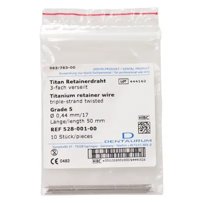 46133_Titan_Retainerdraht_3fach_verseilt_Gr_5_D044mm17_Pa_10 Dentaurum GmbH & Co. KG Titan Retainerdraht 3fach verseilt Gr 5 D0,44mm/17 Pa 10