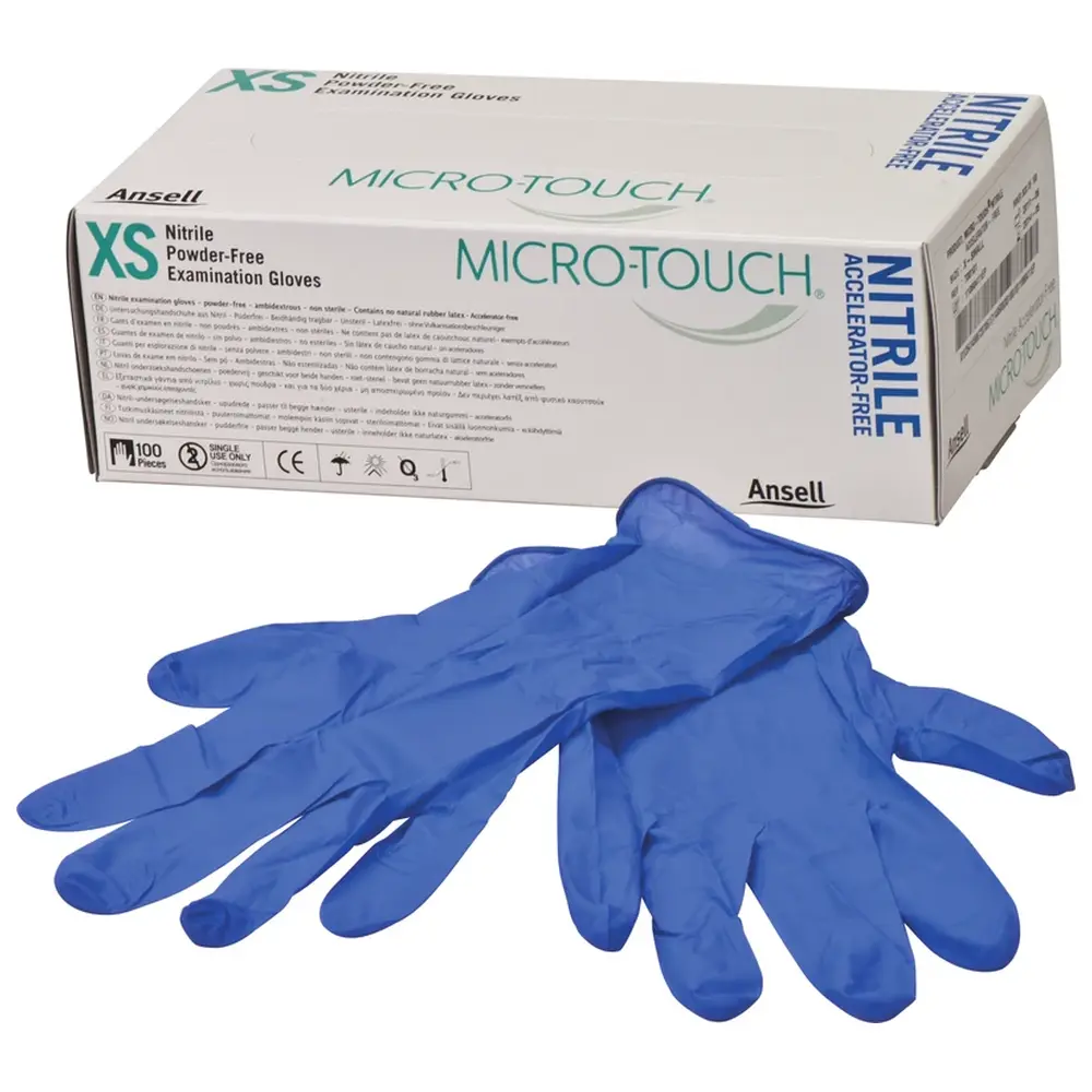 Ansell MICRO-TOUCH® Nitrile Accelerator-Free - Packung 100 Stück puderfrei, blau, XS