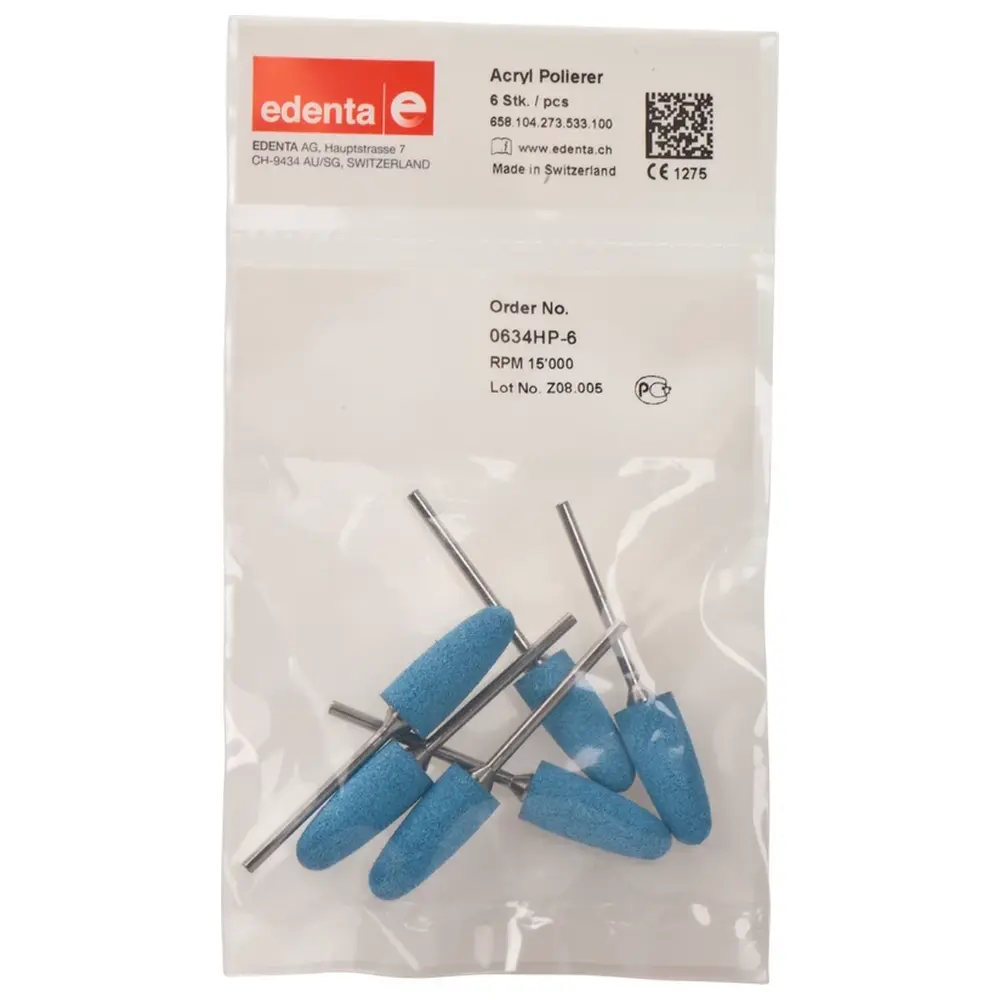 Edenta Acrylic Polisher - Packung 6 Stück blau, HP, Figur 273, 24 mm, ISO 100