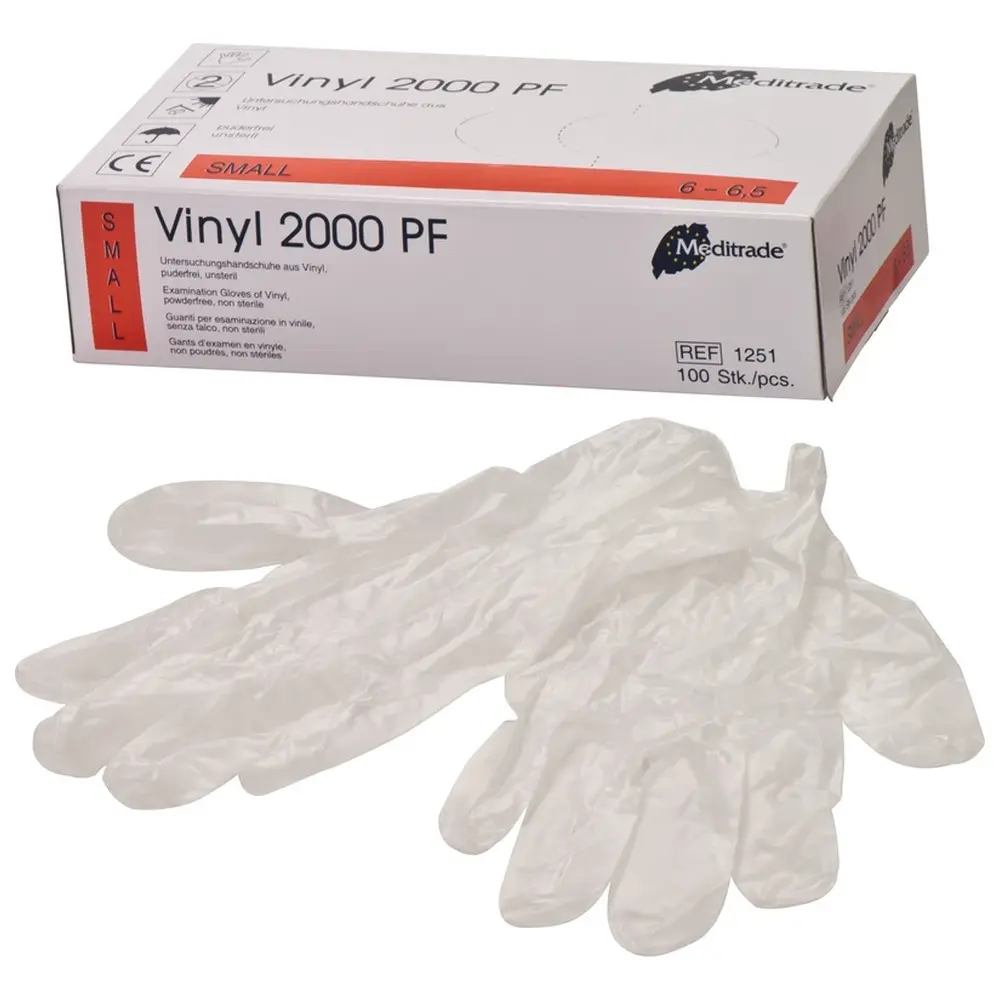 Meditrade Vinyl 2000 PF - Packung 100 Stück puderfrei, weiß, S