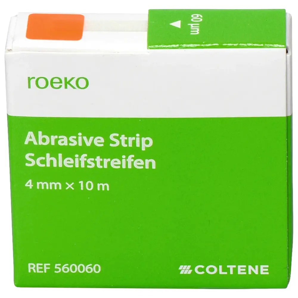 COLTENE roeko Polierstreifen- und Schleifstreifen - Rolle 10 m Schleifstreifen in Spender (Polyester), 4 mm breit, 60 µm