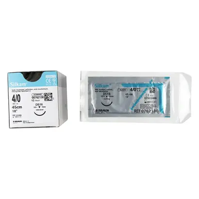 B. Braun Surgical S.A. SILKAM schwarz DS16 4/0 45cm 1,5 Pa 12