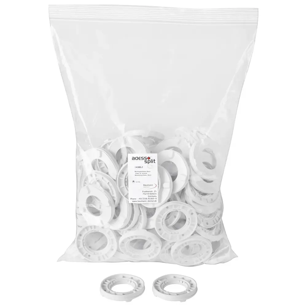 Baumann Dental adesso Split® Montageplatten - Packung 100 Stück weiß, Snap-In