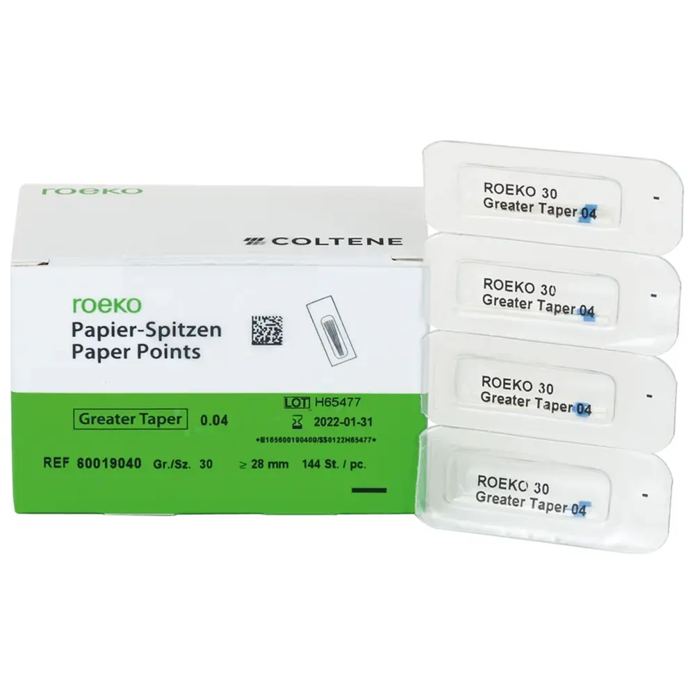 COLTENE roeko Papier-Spitzen Greater Taper - Cellpackung 144 Stück Taper.04 ISO 030