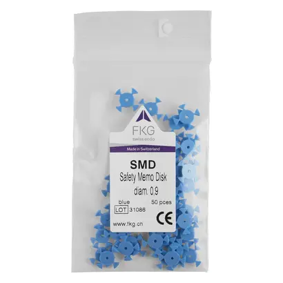 FKG Dentaire SA Safety Memo Disc BioRaCe 0,9mm perforiert hellblau Pa 50