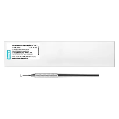 SCHULER-DENTAL S-U-Modellierinstrumente nach M. H. Polz - Stück Instrument silber, Nummer 2, mit Halter