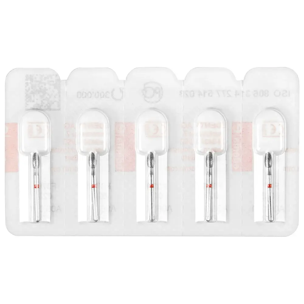 Edenta Diamanten 379 - Packung 5 Stück rot fein, FG, Figur 277 Eiform, 4,5 mm, ISO 023