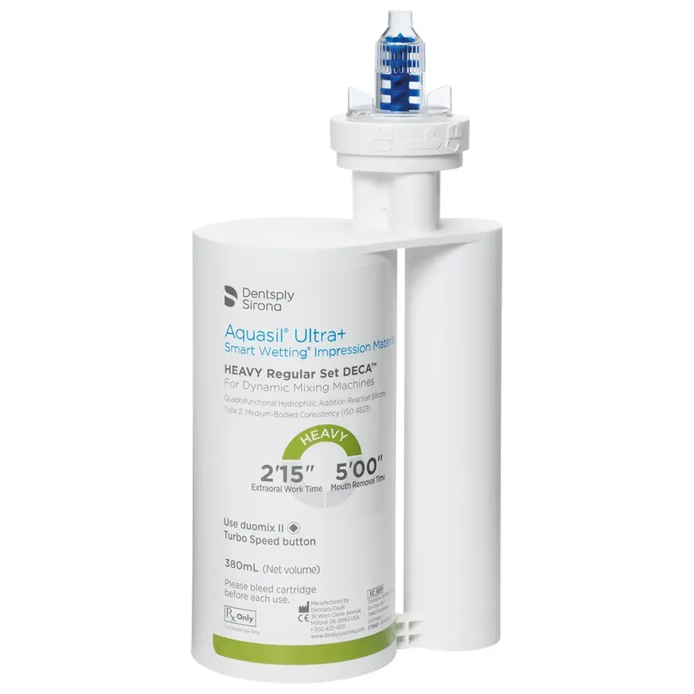 Dentsply Sirona Aquasil® Ultra+ - Packung 2 x 380 ml Doppelkartusche DECA Heavy Regular Set, 20 Mischkanülen
