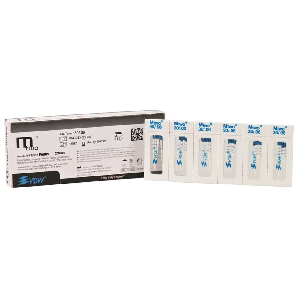 VDW Mtwo® Papierspitzen - Packung 144 Stück 29 mm, Taper.06, ISO 030