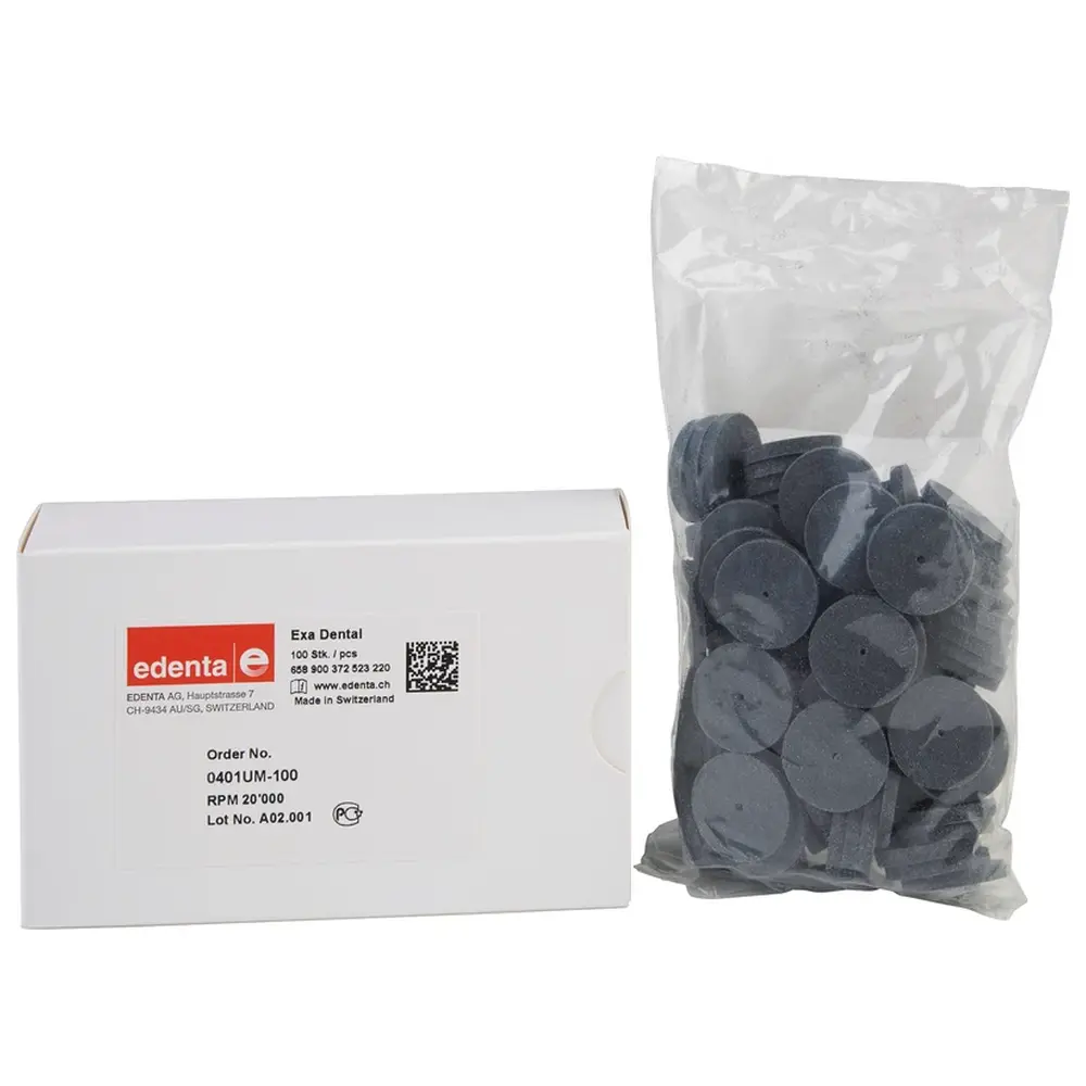Edenta Exa Dental - Packung 100 Stück unmontiert, schwarz grob, Figur 372, 3 mm, ISO 220