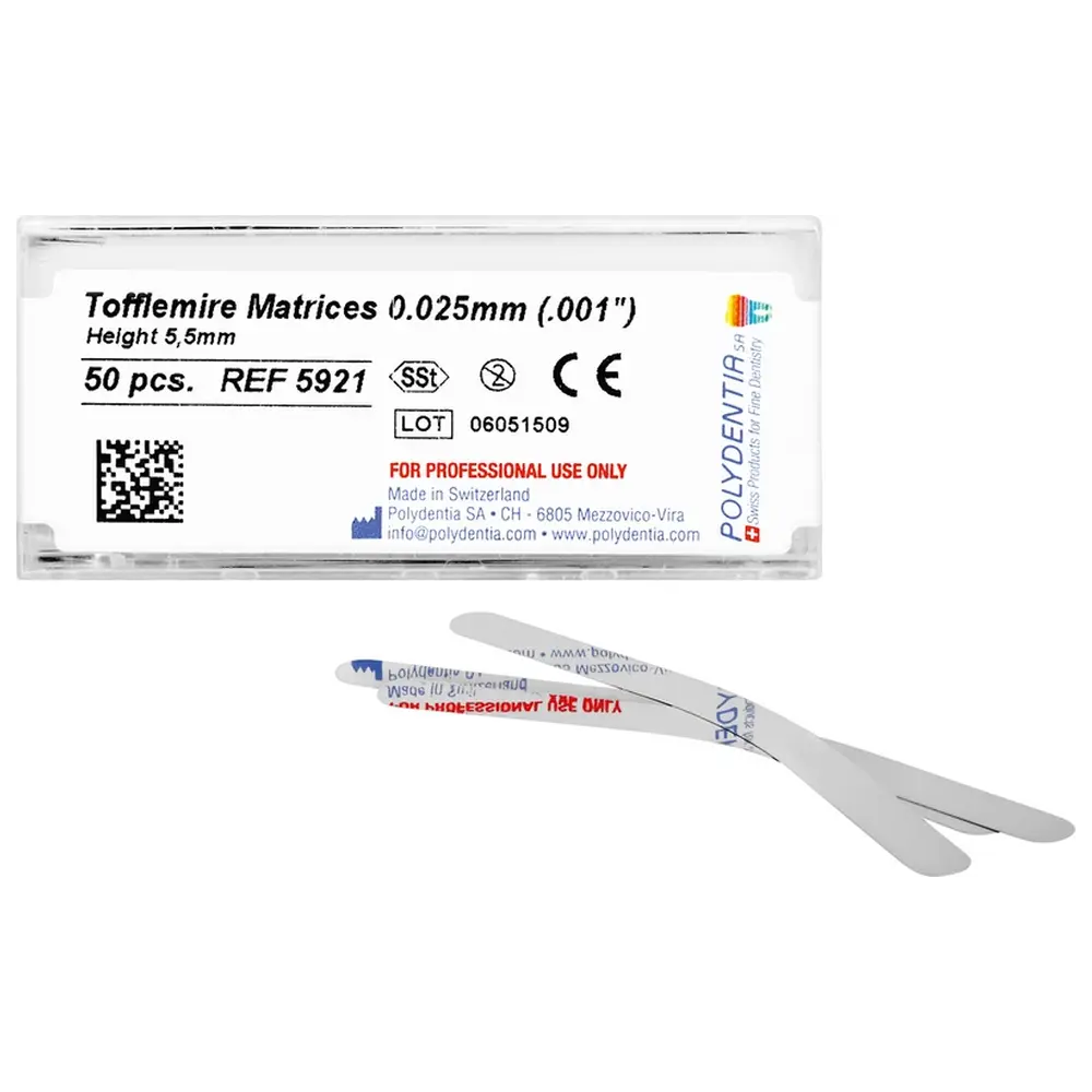 38257_Matrizen_nach_Tofflemire__Packung_50_Stueck_Hoehe_55_mm_Staerke_0025_mm_Praemolar