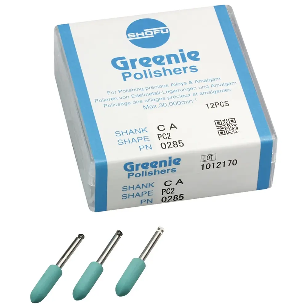 SHOFU Silikonpolierer - Packung 12 Stück grün, RA, Figur PC2, ISO 050