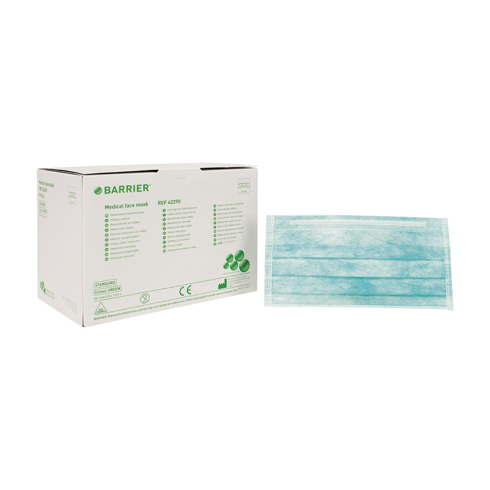 GX01001_OPMaske_Barrier_Stand_gruen_Band_60St OP-Maske Barrier Stand. grün Band 60St