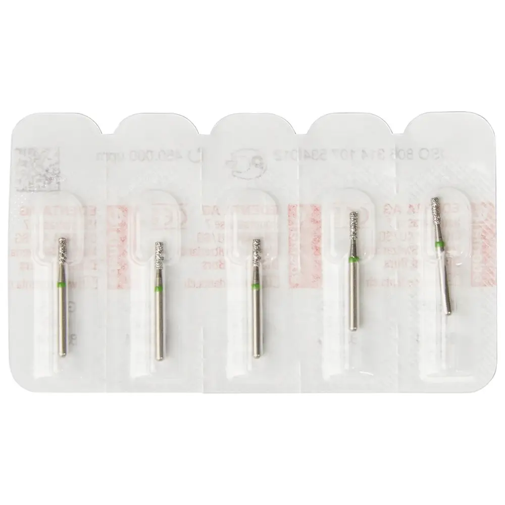 Edenta Diamanten 835 - Packung 5 Stück grün grob, FG, Figur 107 Zylinder flach, 4 mm, ISO 012