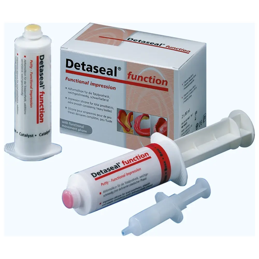 DETAX Detaseal® function - Packung 80 ml Base, 80 ml Katalysator, 1 Randgestaltungsspritze DETAX Detaseal® function - Packung 80 ml Base, 80 ml Katalysator, 1 Randgestaltungsspritze