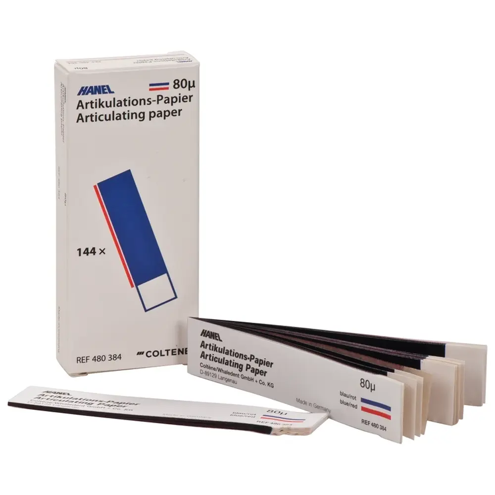 COLTENE HANEL Artikulations-Papier 80 µm - Packung 144 Blatt blau/rot, 80 µm, I-Form