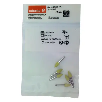 Edenta CompGloss - Packung 6 Stück gelb, RA, Figur 243, 10 mm, ISO 050
