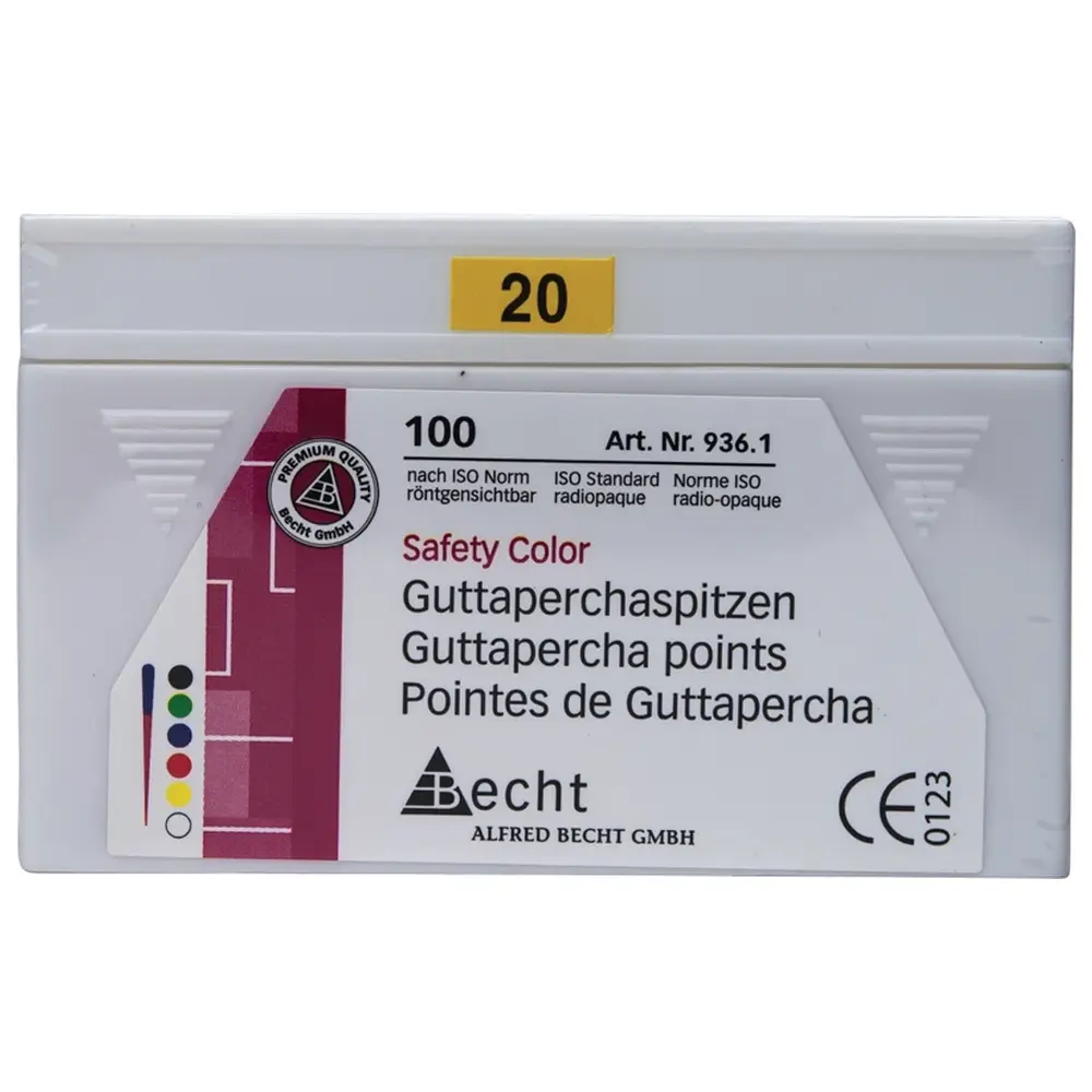Becht Guttaperchaspitzen Safety Color - Packung 100 Stück ISO 020