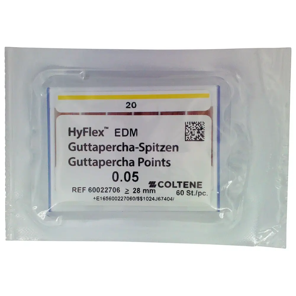 COLTENE HyFlex™ EDM Guttapercha-Spitzen - Packung 60 Stück Taper.05 ISO 020