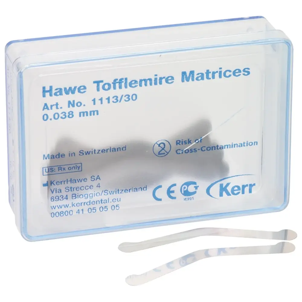 Kerr Matrizen nach Tofflemire - Packung 30 Stück Stärke 0,038 mm, Nr. 1113/30 Kerr Matrizen nach Tofflemire - Packung 30 Stück Stärke 0,038 mm, Nr. 1113/30