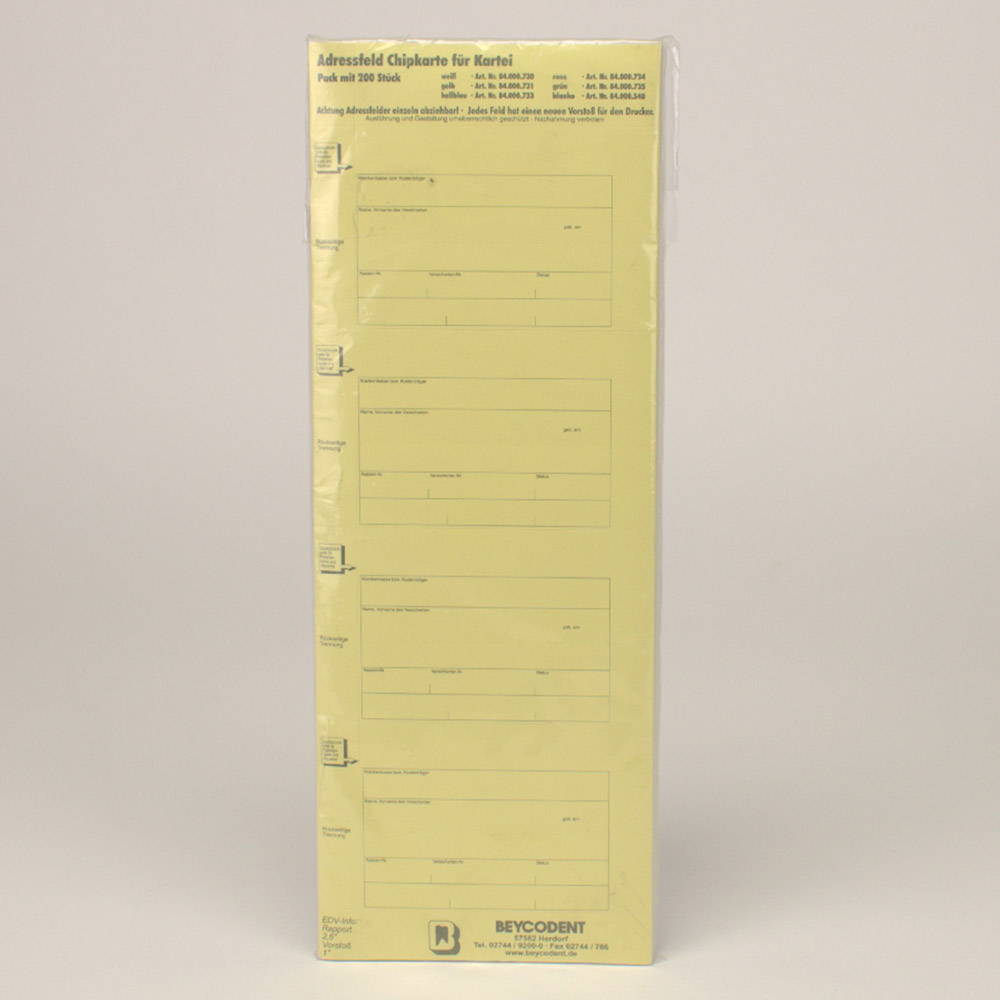 Adressfelder lt. Vsk gelb 200St