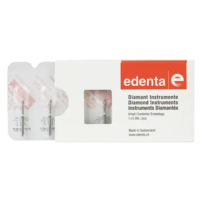 Edenta Diamanten 885 - Packung 5 Stück grün grob, FG, Figur 130 Zylinder Spitze, 8 mm, ISO 012