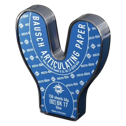 Dr. Jean Bausch GmbH & Co.KG Okklusionspapier 40my blau Hufeisen m.Spender BK17 Bögen 150
