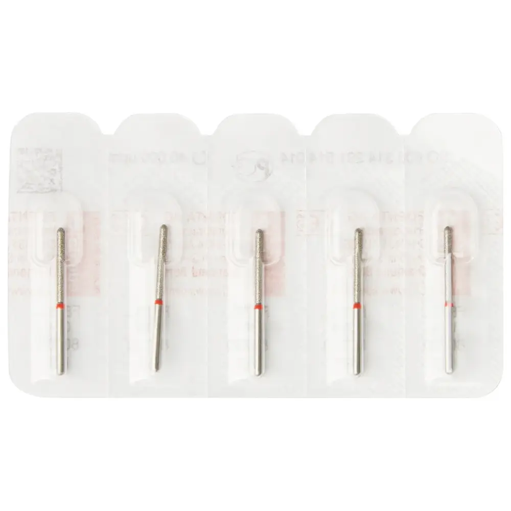 Edenta Diamanten 879L - Packung 5 Stück rot fein, FG, Figur 291 Torpedo lang, 12 mm, ISO 014
