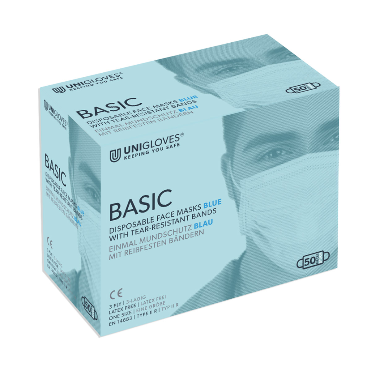 Mundschutz OP Basic blau Band 50St