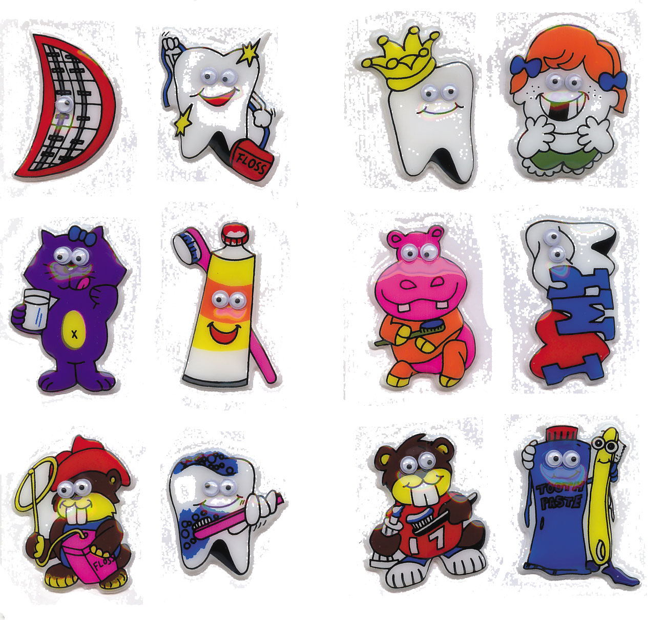 Sticker Zahnmotive mit Kulleraugen