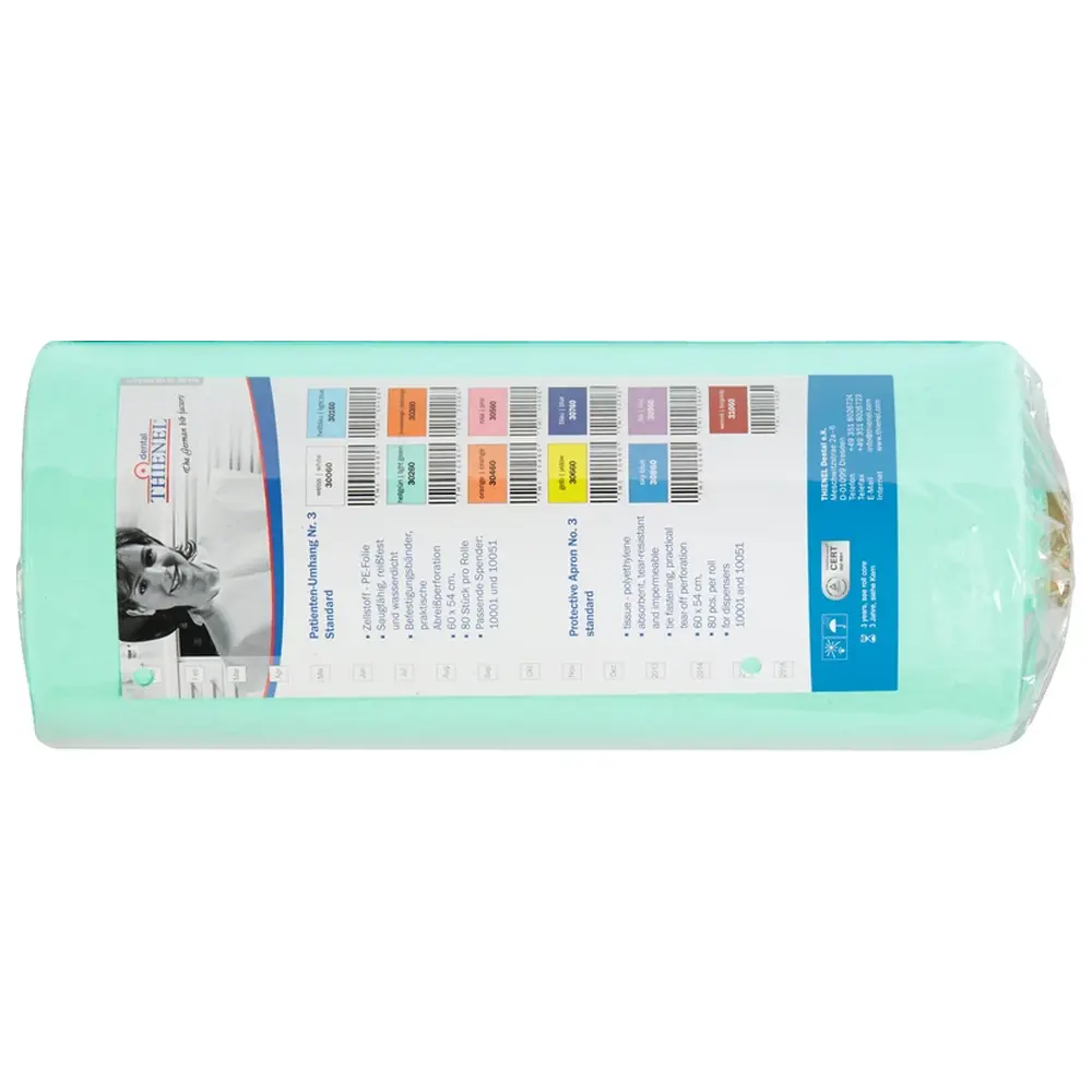 41607_Patientenumhang_Nr_3__Rolle_80_Stueck_hellgruen_60_x_54_cm THIENEL Dental Patientenumhang Nr. 3 - Rolle 80 Stück hellgrün, 60 x 54 cm