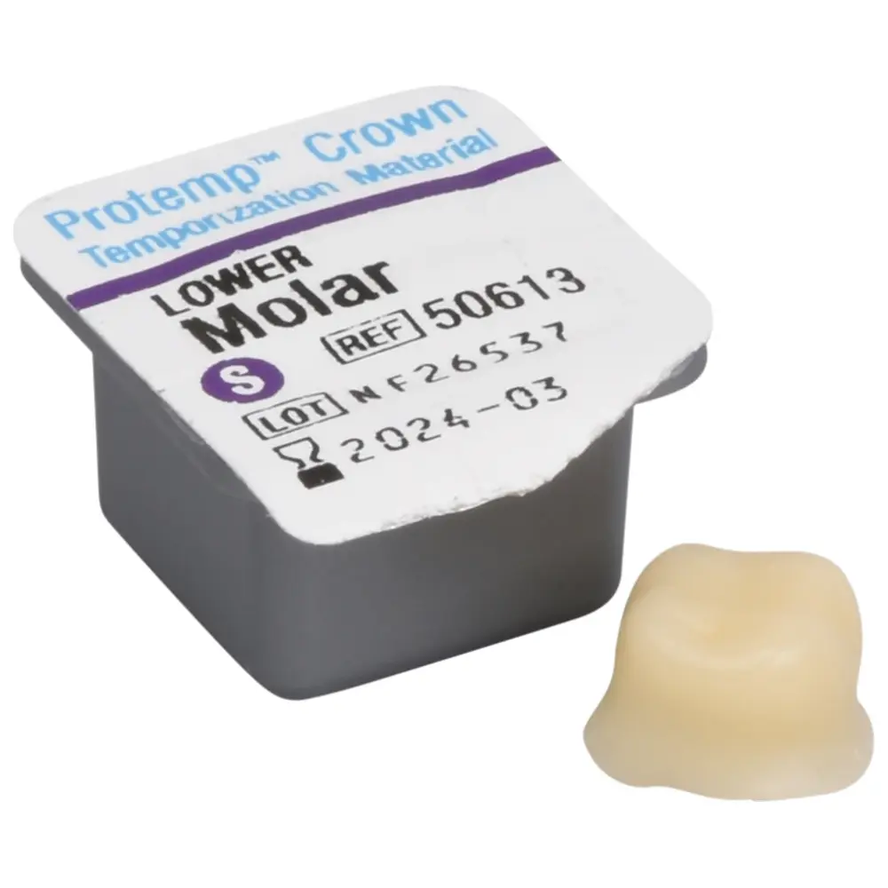 Solventum Dental Solutions Protemp™ Crown - Packung 5 Stück unterer Molar S, 1 Stückmesslehre