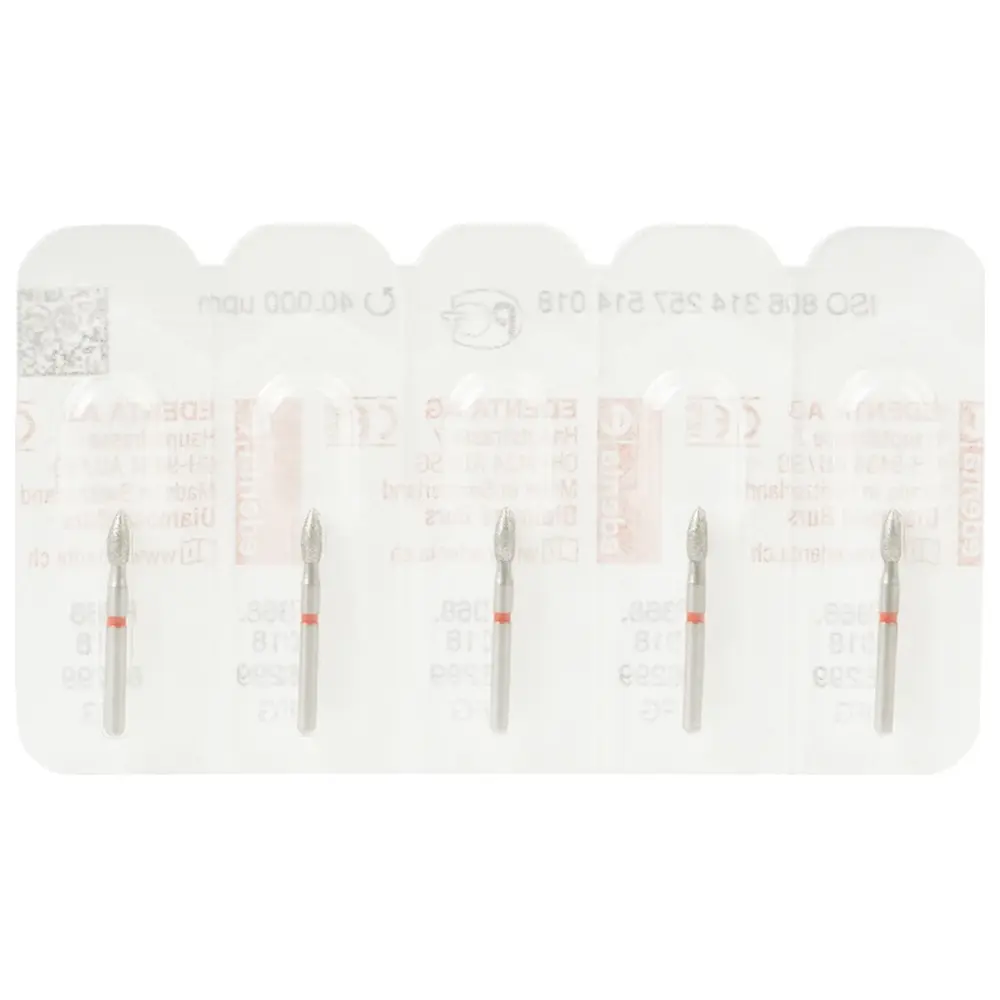 Edenta Diamanten 368 - Packung 5 Stück rot fein, FG, Figur 257 Knospe, 4,5 mm, ISO 018
