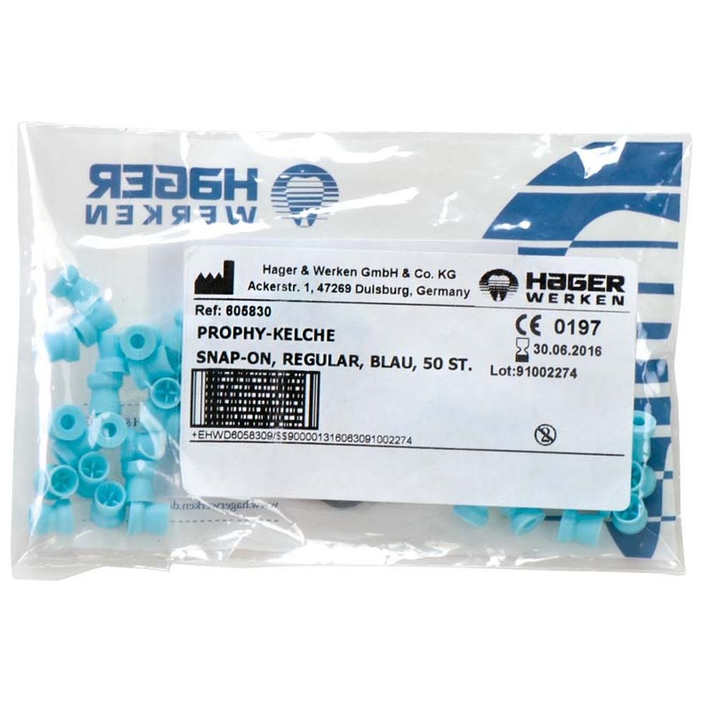 Hager & Werken Prophy-Cup® - Packung 50 Stück blau regular, snap on
