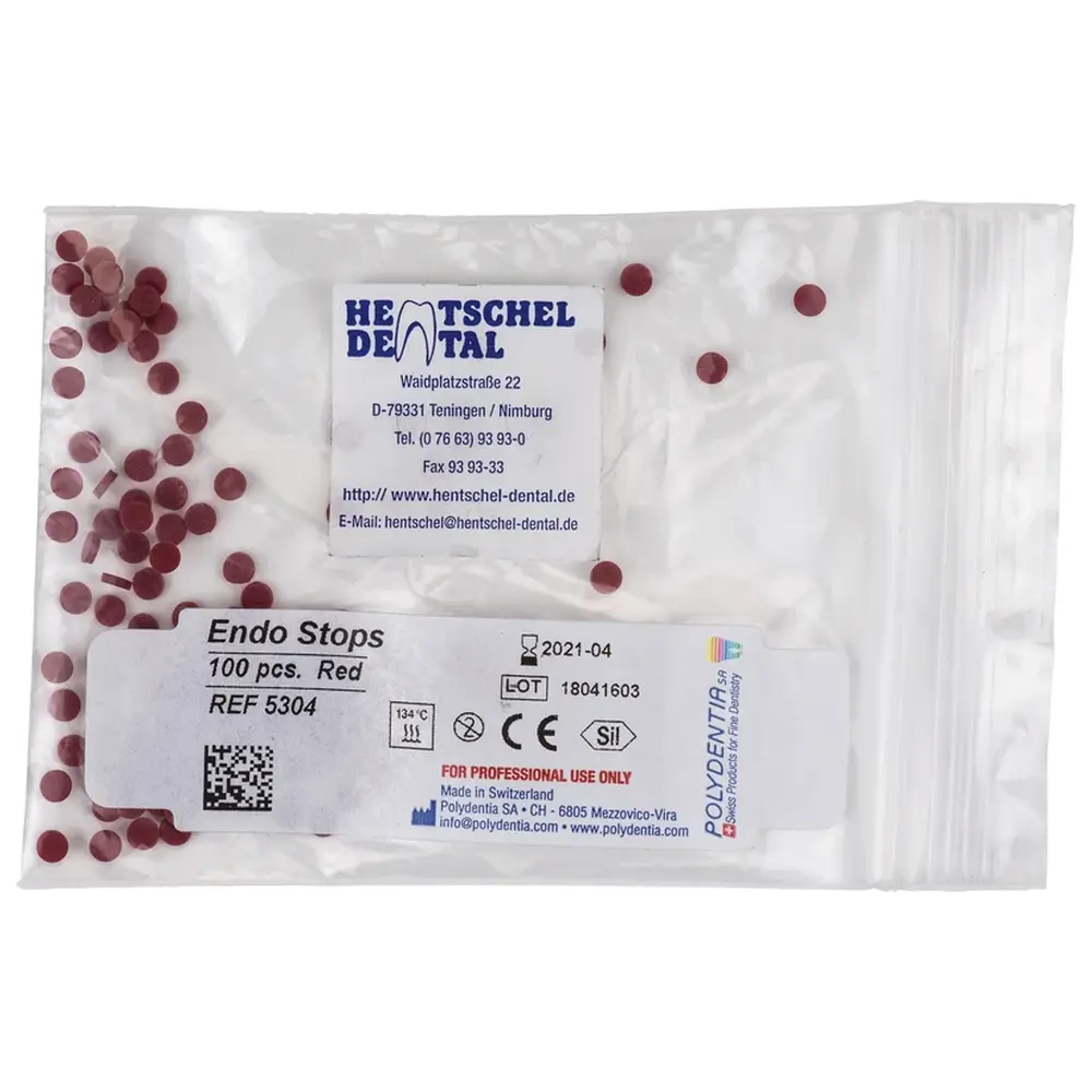 26822_Endo_Stops__Packung_100_Stueck_rot Hentschel-Dental Endo Stops - Packung 100 Stück rot