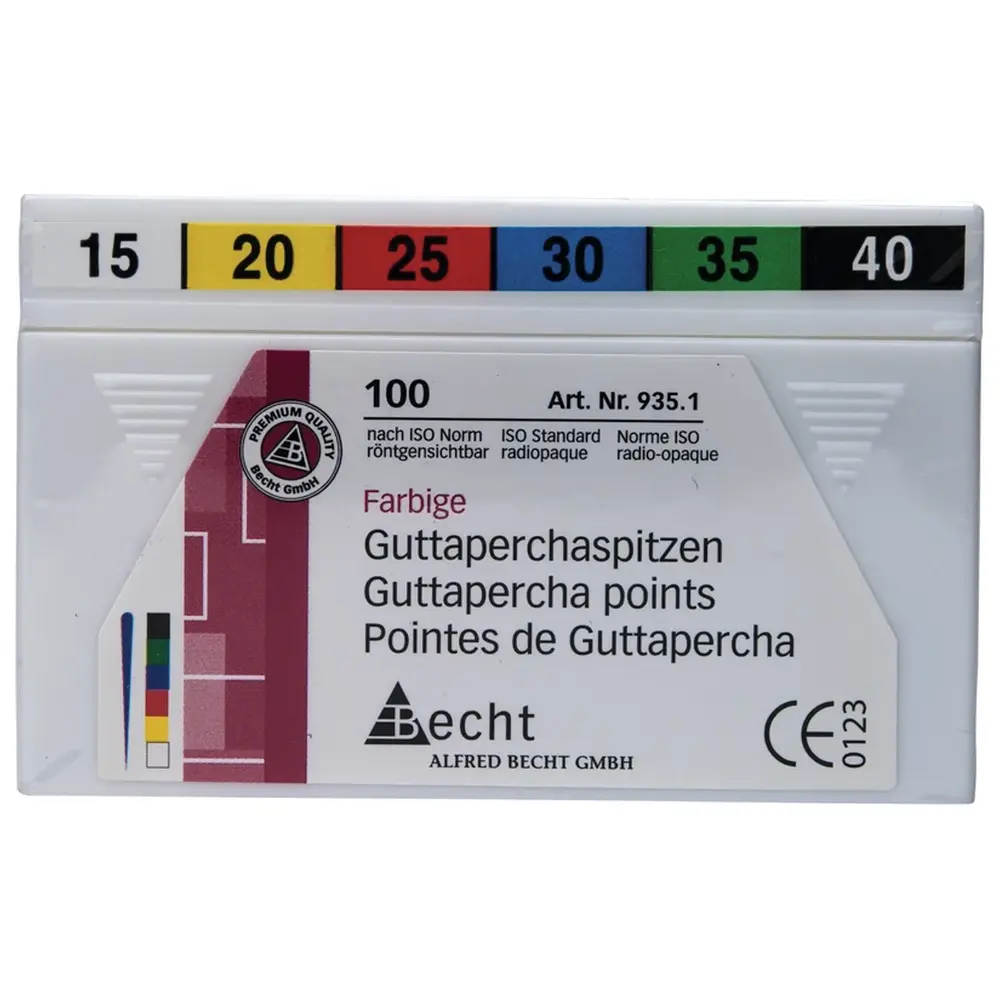 Becht Guttaperchaspitzen farbig - Sortiment 100 Stück ISO 015-040