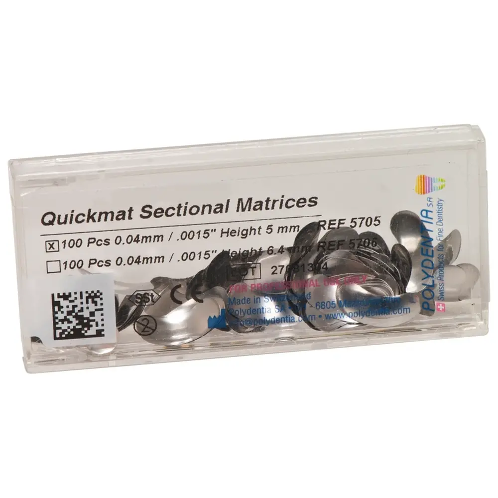 Polydentia SA Quickmat DELUXE - Nachfüllpackung 100 Teilmatrizen Stärke 0,04 mm, bombiert, Prämolar