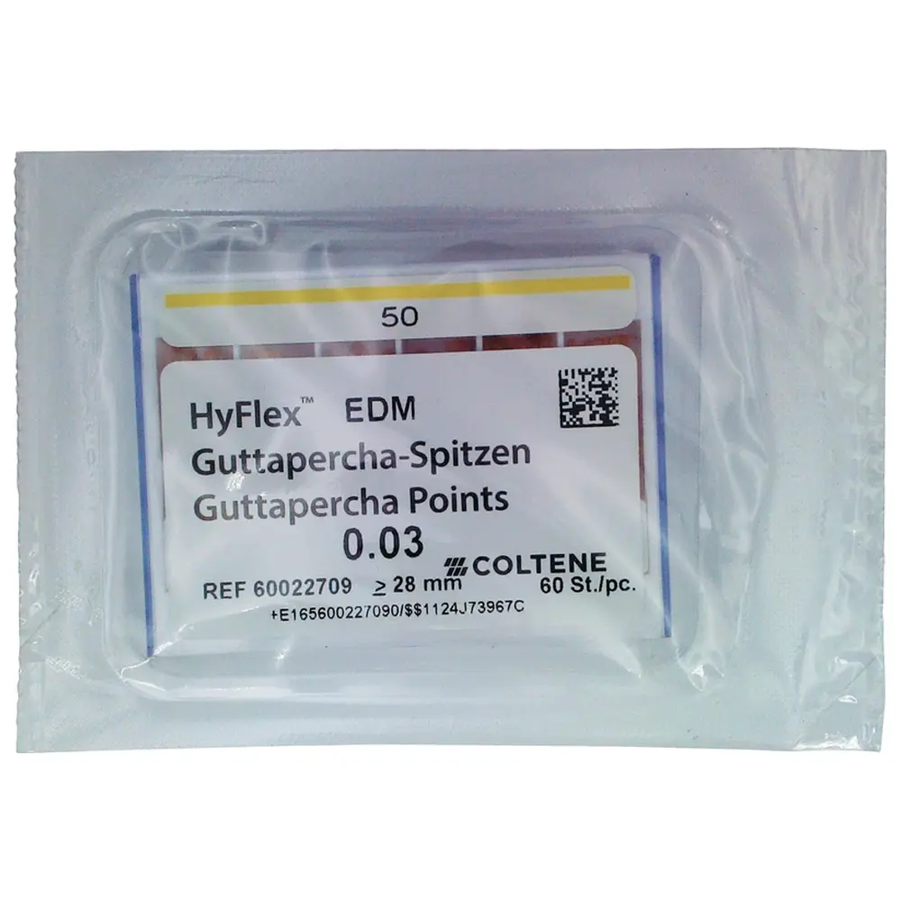 COLTENE HyFlex™ EDM Guttapercha-Spitzen - Packung 60 Stück Taper.03, ISO 050