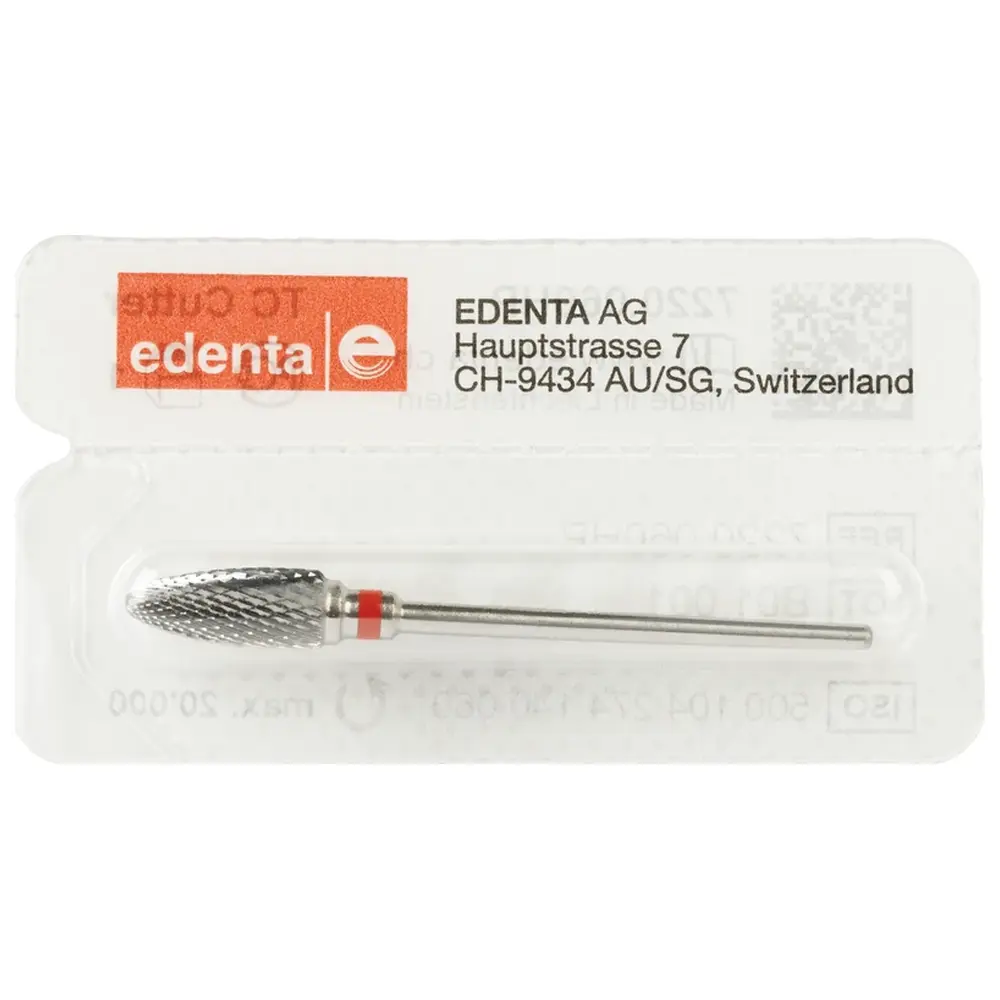 Edenta HM-Fräser Schliff 20 - Stück Kreuzverzahnung, rot fein, HP, Figur 274 spitz zulaufend, 14 mm, ISO 060